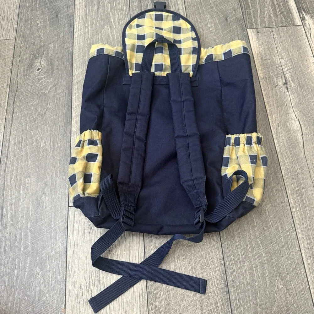 Vintage 1999 Samsonite Travel Tote Baby Diaper Bag Backpack Plaid Navy Yellow